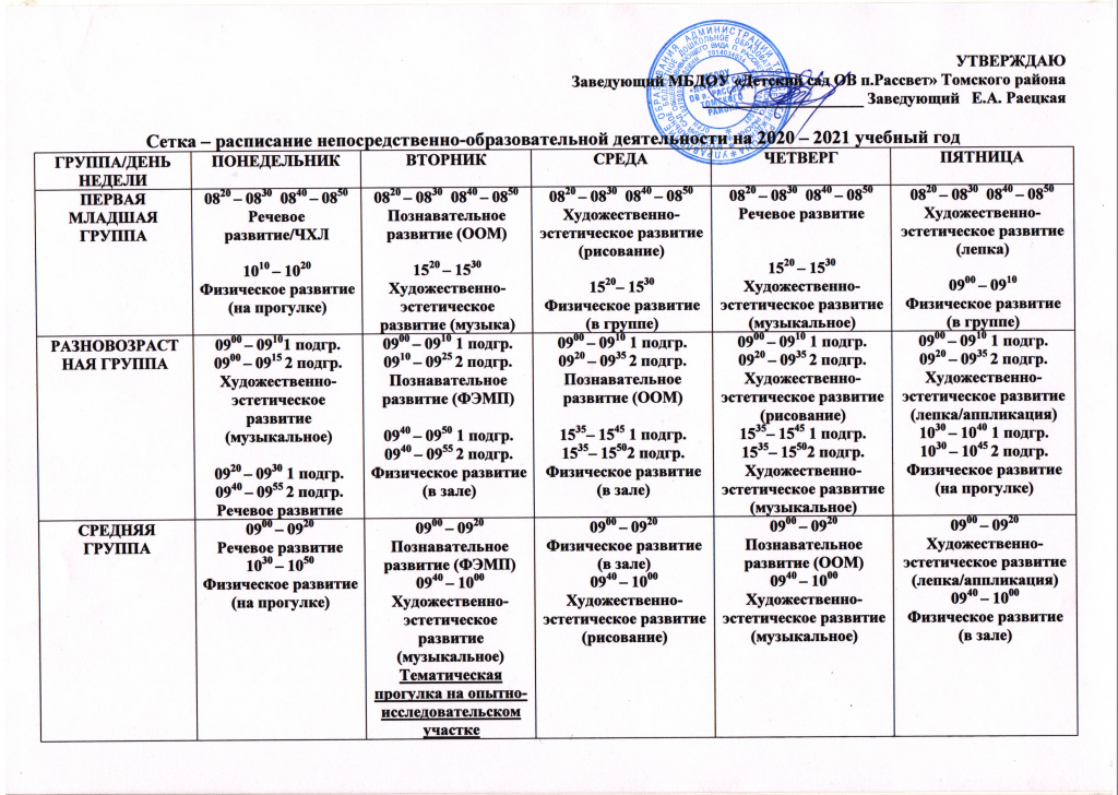 План на летний период в ясельной группе по фгос